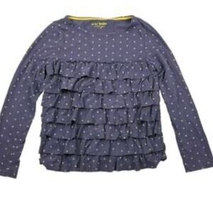 Mini Boden Girls 6/7Purple Long Sleeve Ruffle Tee EUC